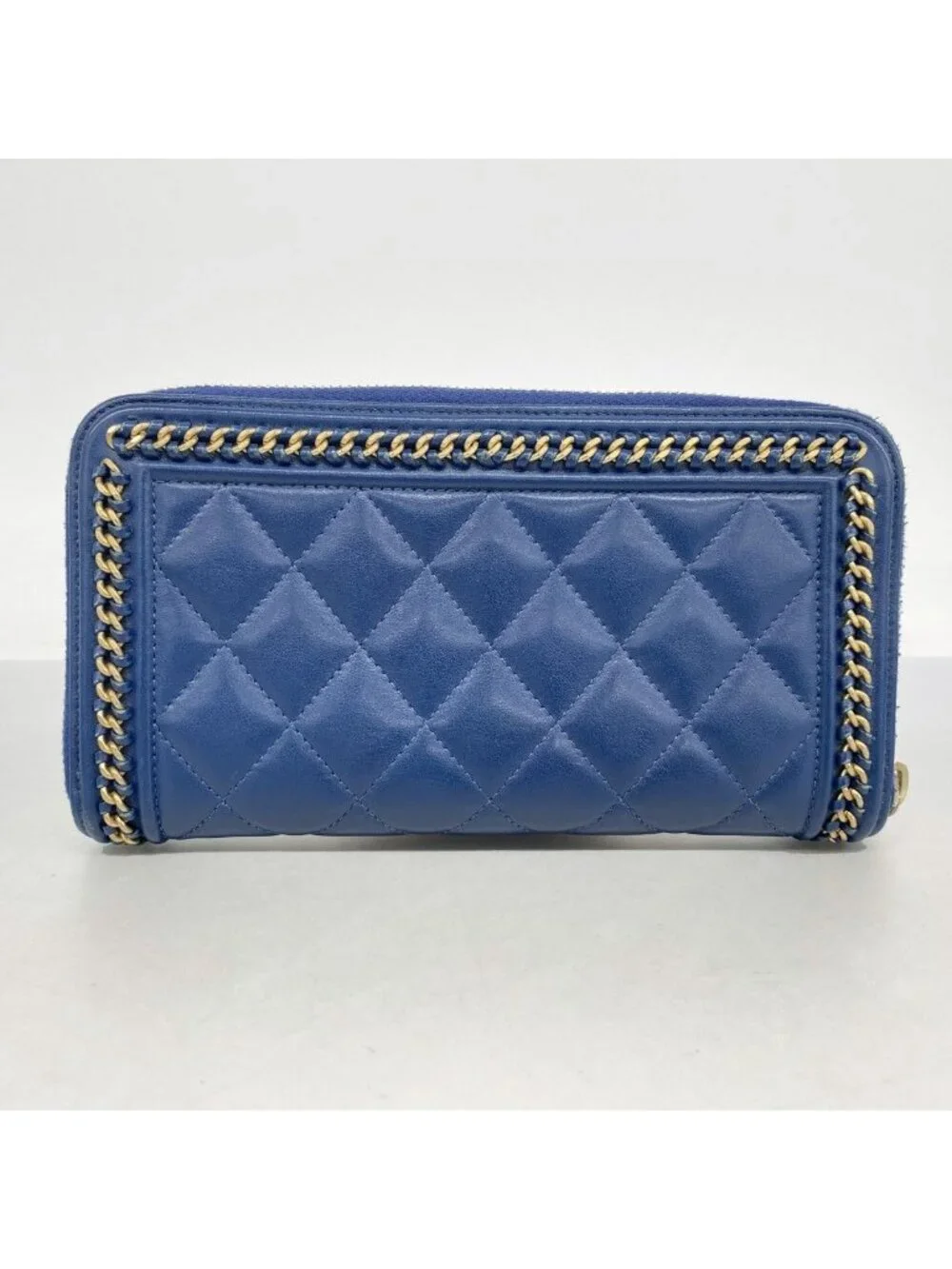 Chanel Wallet Boy Lambskin Navy Champagne Gold